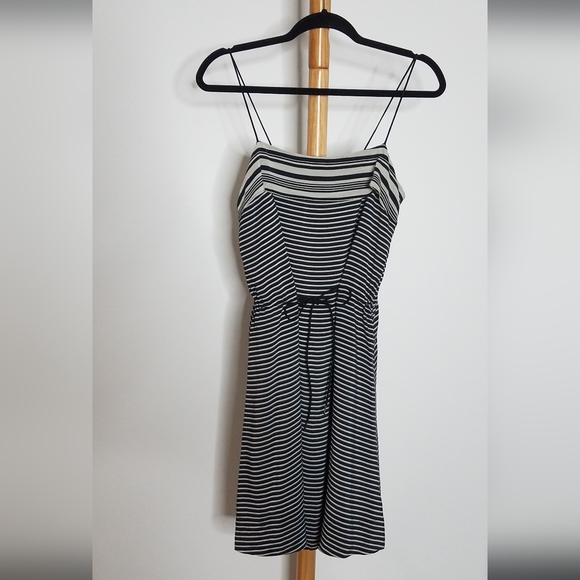 Madewell Striped Silk Tie -Waist Striped Dress Size 4 - Picture 4 of 8